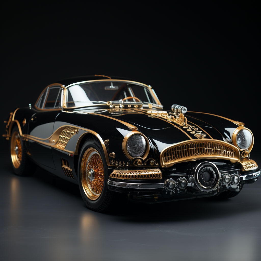 golden-black-car-in-dark-surface